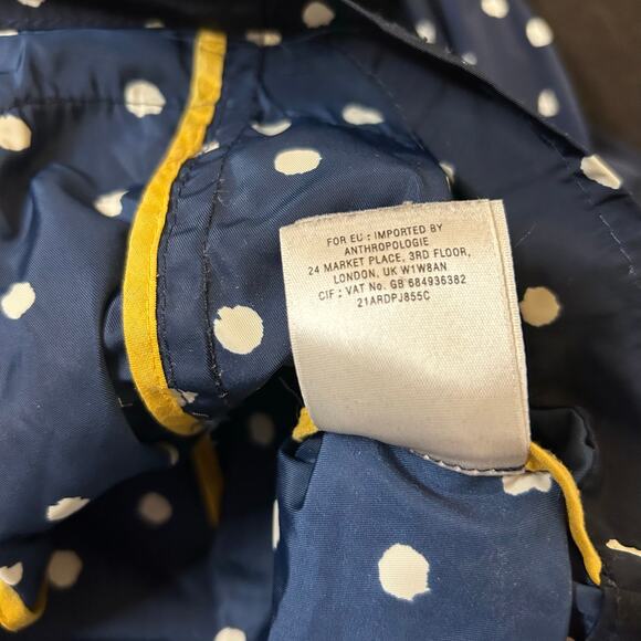 Anthropologie Daughters of Liberation Navy Blue Polka Dot Raincoat Size 2 - Picture 4 of 8